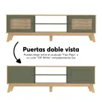 Detalle del Mueble Mesa para TV Bertolini Charlotte hasta 75 Pulgadas color Roble Verde