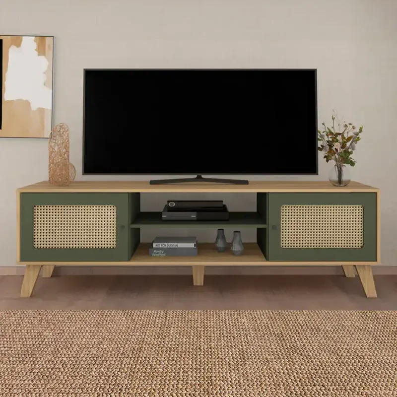 Mesa para TV Bertolini Charlotte hasta 75 Pulgadas color Roble Verde