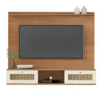 Panel Mueble Flotante para TV Bertolini Trama hasta 65 Pulgadas con 2 cajones color Cinamomo Off White