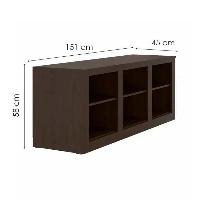 Medidas de Mueble Mesa para TV Moderna Bertolini 1393 hasta 50 Pulgadas color Chocolate