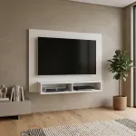 Mueble para TV Flotante Bertolini Flash hasta 42 Pulgadas para Sala con 2 Nichos color Blanco