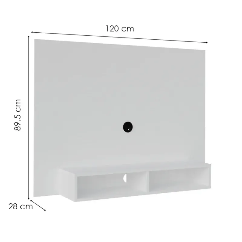 Medidas del Panel Mueble para TV Flotante Bertolini Flash hasta 42 Pulgadas para Sala con 2 Nichos color Blanco