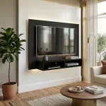 Panel para TV Flotante Bertolini Flash hasta 42 Pulgadas para Sala con 2 Nichos color Negro