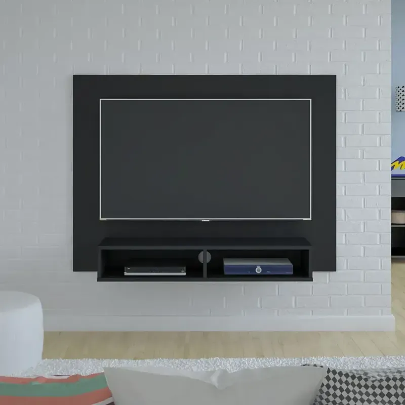 Mueble para TV Flotante Bertolini Flash hasta 42 Pulgadas para Sala con 2 Nichos color Negro