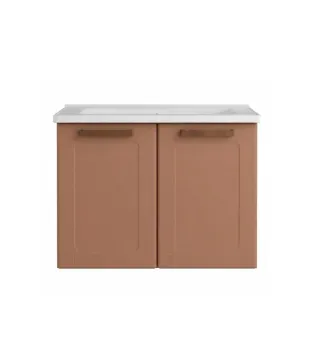 Gabinete para Baño Bertolini 8010 Flotante Terracota con 2 puertas y Lavabo
