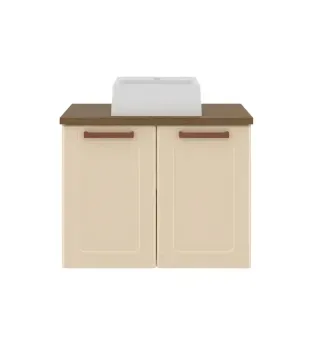 Gabinete para Baño Bertolini 8006 Flotante color Arena con 2 puertas y Lavabo