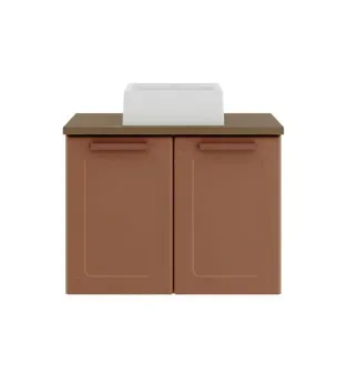 Gabinete para Baño Bertolini 8006 Flotante Terracota con 2 puertas y Lavabo