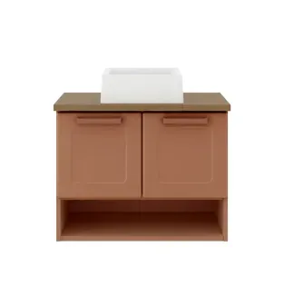 Gabinete para Baño Bertolini 8005 Flotante Terracota con 2 puertas, 1 Estante y Lavabo
