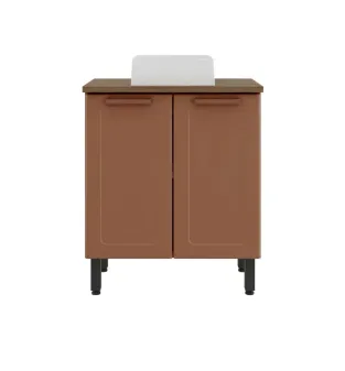Mueble Gabinete para Baño Bertolini 8004 de piso con 2 puertas Terracota con Lavabo
