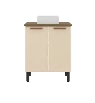 Mueble Gabinete para Baño Bertolini 8004 de piso con 2 puertas color Arena con Lavabo