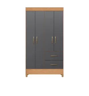 BERTOLINI Ropero Armable Madera MDP Movyli Mueble para Colgar Ropa 4 Puertas 2 Cajones Color Freijo con Gris