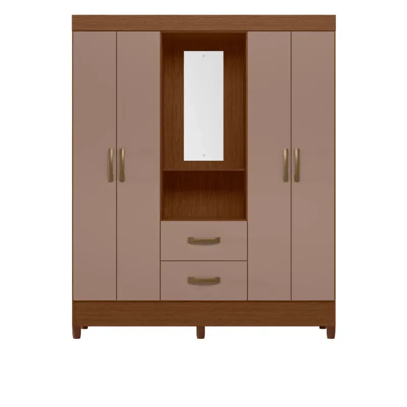 Ropero Clóset Bertolini Movyli Capelinha Mueble para Colgar Ropa con 4 Puertas color Nogal Capuccino
