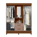 Detalle de un Ropero Clóset Bertolini Movyli Capelinha Mueble para Colgar Ropa con 4 Puertas color Nogal Capuccino