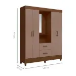 Medidas de un Ropero Clóset Bertolini Movyli Capelinha Mueble para Colgar Ropa con 4 Puertas color Nogal Capuccino