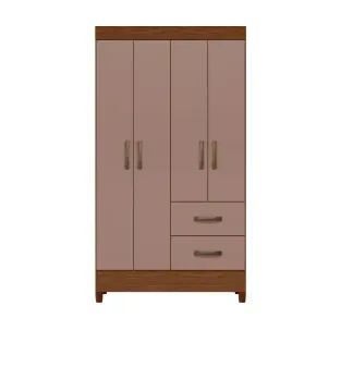 BERTOLINI Ropero Armable Madera MDP Movyli Mueble para Colgar Ropa 4 Puertas 2 Cajones Color Nogal Capuccino