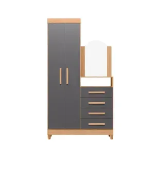 BERTOLINI Cómoda Cajonera Con Espejo New Capri con 4 cajones Y Barra para Colgar Ropa Color Freijo Gris