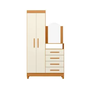 BERTOLINI Cómoda Cajonera Con Espejo New Capri con 4 cajones Y Barra para Colgar Ropa Color Cinamomo Off White