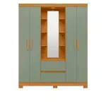Ropero Closet Bertolini Olympia con 4 Puertas Armario color Cinamomo y Verde
