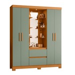 Ropero Bertolini Olympia con 4 Puertas Armario color Cinamomo y Verde