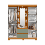 Ropero Closet Bertolini Olympia con 4 Puertas color Cinamomo y Verde