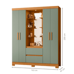 Medidas de un Ropero Closet Bertolini Olympia con 4 Puertas Armario color Cinamomo y Verde