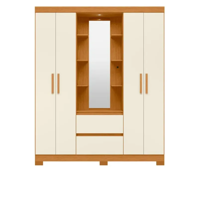 Ropero Closet Bertolini Olympia con 4 Puertas Armario color Cinamomo Off White