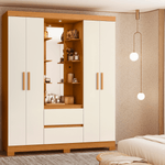 Closet Bertolini Olympia con 4 Puertas Armario color Cinamomo Off White