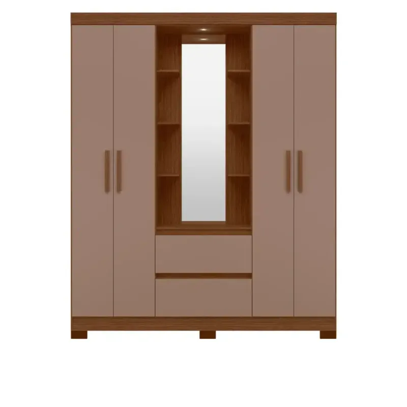 Ropero Closet Bertolini Olympia con 4 Puertas Armario color Nogal Capuccino