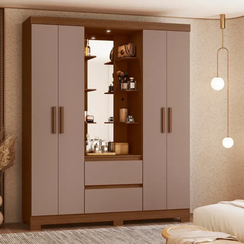 Closet Bertolini Olympia con 4 Puertas Armario color Nogal Capuccino