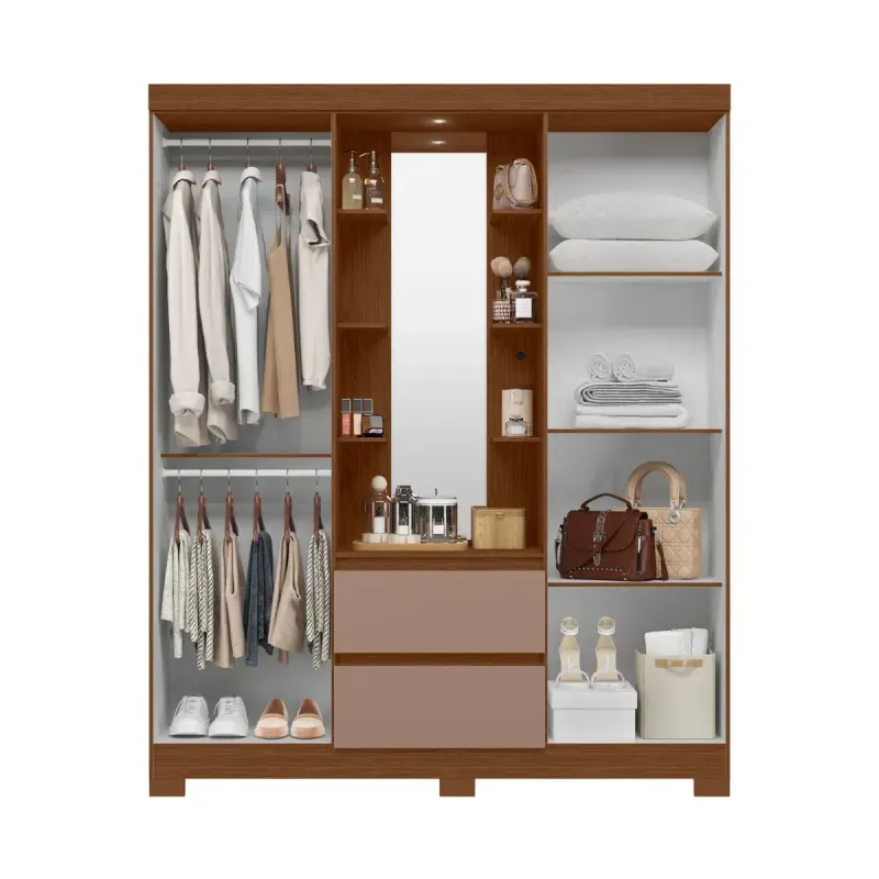 Detalle del Ropero Closet Bertolini Olympia con 4 Puertas Armario color Nogal Capuccino