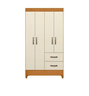 BERTOLINI Ropero Armable Madera MDP Movyli Mueble para Colgar Ropa 4 Puertas 2 Cajones Color Cinamomo con Off White
