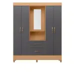 Ropero Clóset Bertolini Movyli Capelinha Mueble para Colgar Ropa con 4 Puertas color Freijo Gris