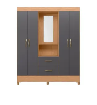 Ropero Bertolini Movyli Capelinha con 4 Puertas color Freijo y Gris