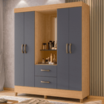 Clóset Bertolini Movyli Capelinha Mueble para Colgar Ropa con 4 Puertas color Freijo Gris