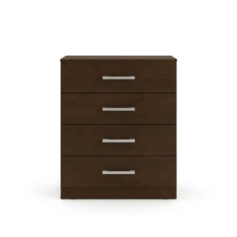 Cómoda cajonera Bertolini 565 con 4 cajones color chocolate alto brillo para recámara