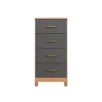 Cómoda cajonera de madera Bertolini Movyli 4 cajones color Freijo y Gris