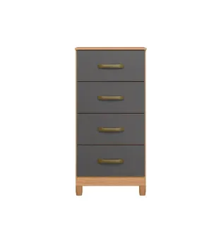Cómoda Cajonera de Madera Bertolini Movyli Chifonier Moderno con 4 cajones color Freijo y Gris