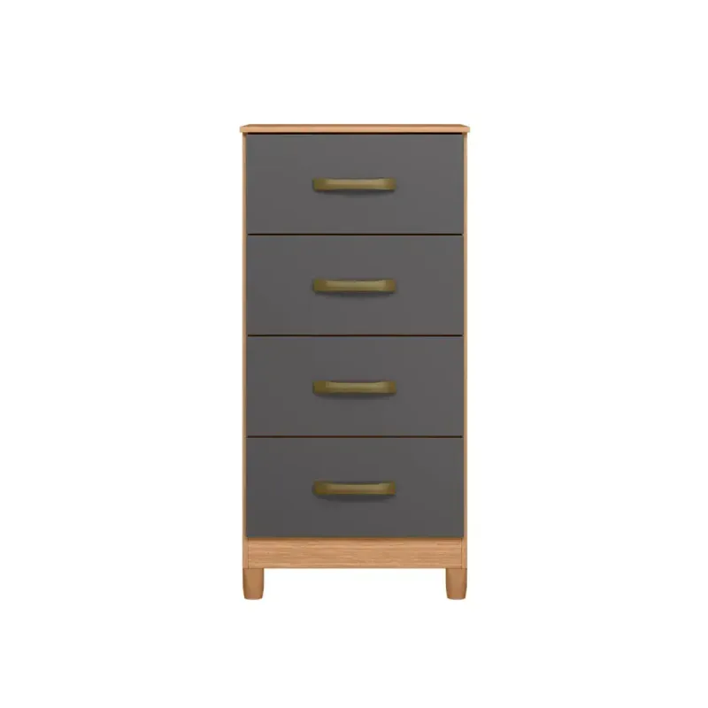 Cómoda cajonera de madera Bertolini Movyli 4 cajones color Freijo y Gris