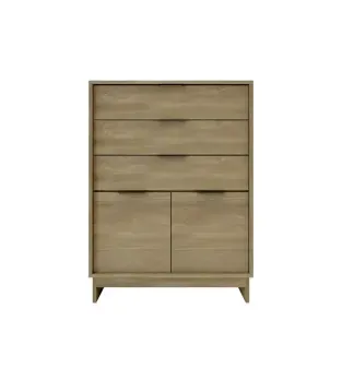 BERTOLINI Cómoda Cajonera 1112 Chifonier de Madera MDP con 3 Cajones 2 puertas color Noce
