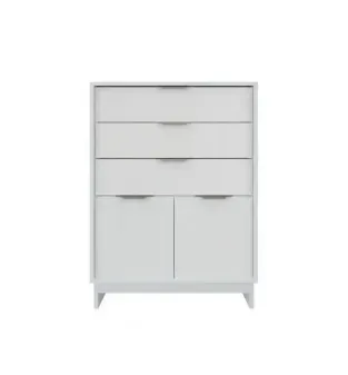 BERTOLINI Cómoda Cajonera 1112 Chifonier de Madera MDP con 3 Cajones 2 puertas color Blanco