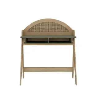 Tocador Vanity Moderno Bertolini Ceci Mesa de Maquillaje con 2 Estantes color Roble Menta