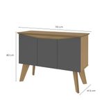Medidas de Aparador Credenza Bertolini Oasis Bufetera con 3 puertas 6 nichos color Roble Grafito