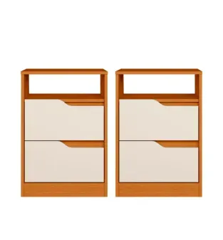Juego de 2 Burós Bertolini Sole Cinamomo Off White 2 Cajones