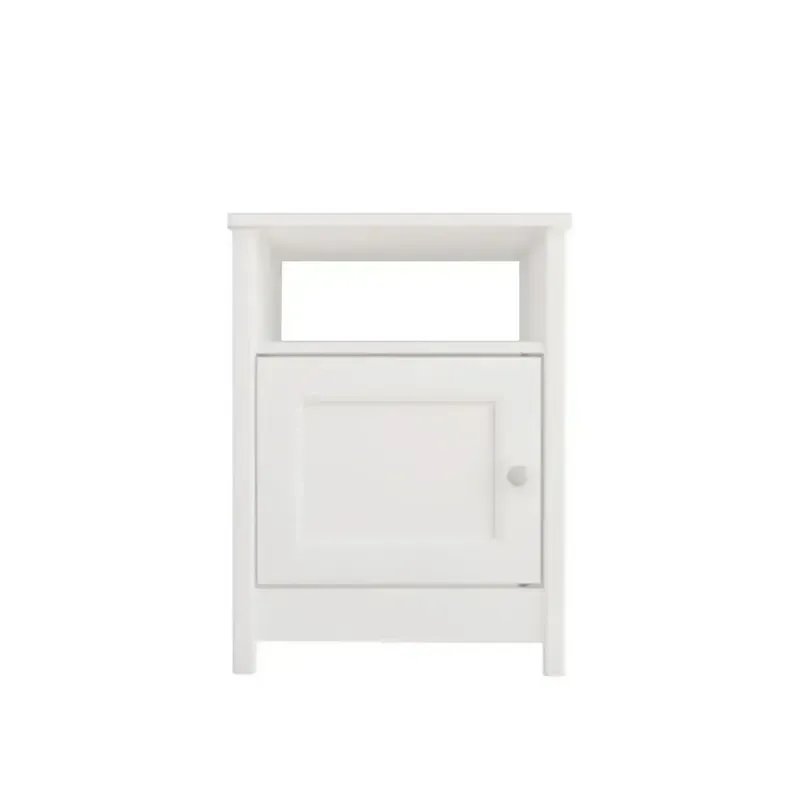 Buró Mesita de Noche Bertolini DM 120 Mesilla de Cama Minimalista con 1 estante y 1 puerta color Blanco