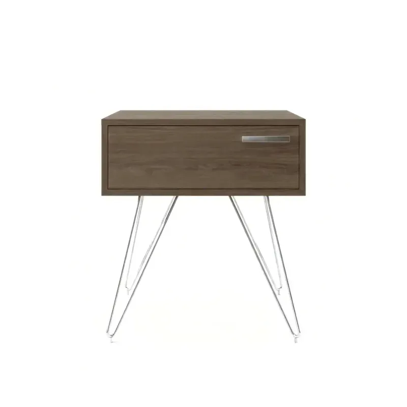 Mesa Auxiliar Moderna Bertolini 881 Mesita de Noche Lateral para Sala con 1 cajón color Legno