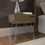 Mesa Auxiliar Bertolini 881 Mesita de Noche Lateral para Sala con 1 cajón color Legno