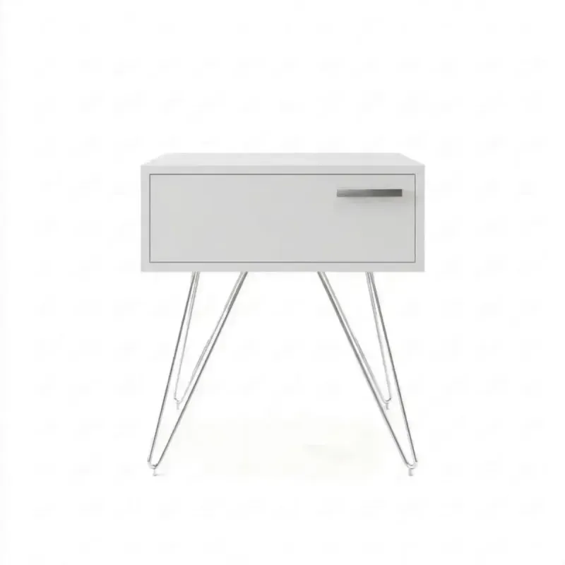Mesa Auxiliar Moderna Bertolini 881 Mesita de Noche Lateral para Sala con 1 cajón color Blanco