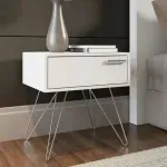 Mesa Auxiliar Bertolini 881 Mesita de Noche Lateral para Sala con 1 cajón color Blanco
