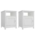 Par de Burós Mesitas de Noche de Madera MDP modernos Bertolini DM 120 Burós Minimalistas color Blanco