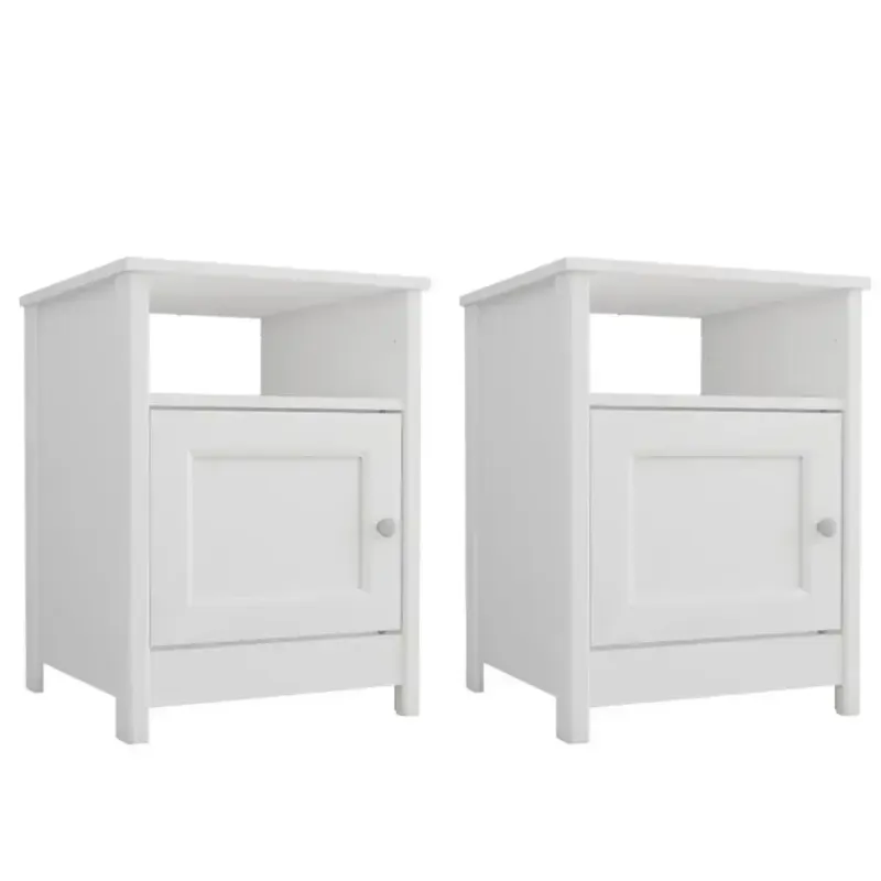Par de Burós Mesitas de Noche de Madera MDP modernos Bertolini DM 120 Burós Minimalistas color Blanco